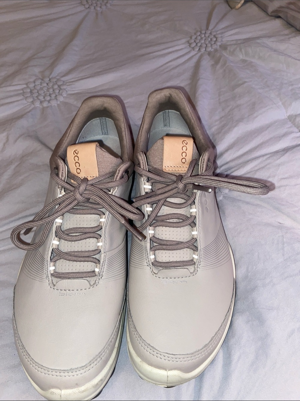 Ecco Women’s Taupe-Lilac Leather Athletic Sneakers